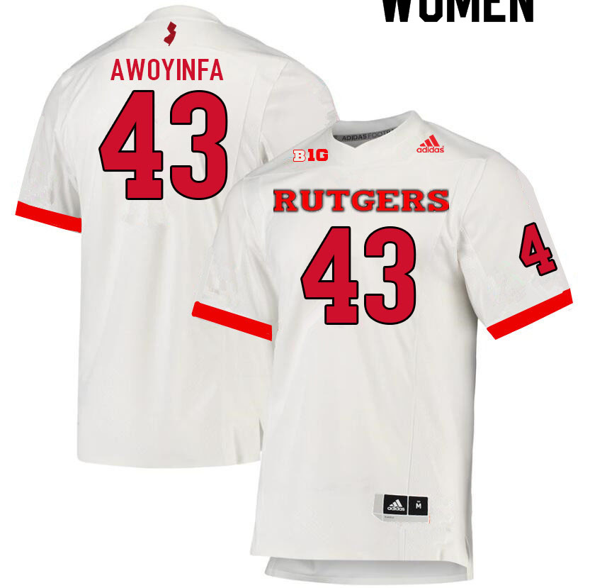 Women #43 Dami Awoyinfa Rutgers Scarlet Knights College Football Jerseys Sale-White